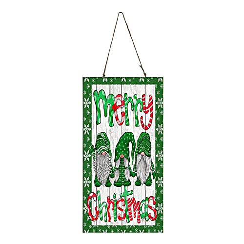 Green Gnomes Merry Christmas Vertical Printed Wood Sign