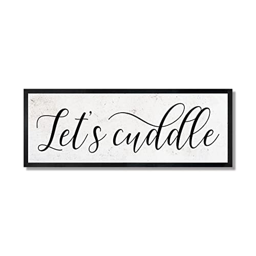 Let's Cuddle sign-master bedroom sign for over bed-couples bedroom sign