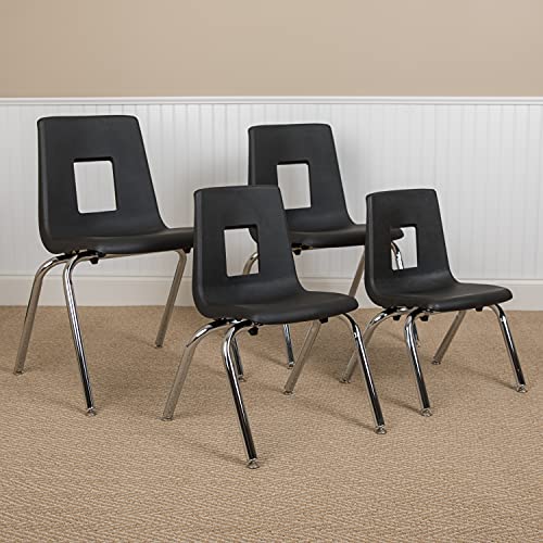 Mickey Advantage 4-pack Black Student Stack School Chair - 16-inch