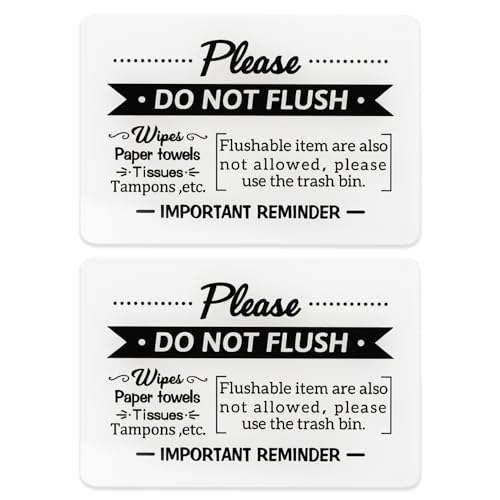 3.5 * 5Inch Bathroom Sign Do Not Flush Durable Designer Sign Premium Finish Acrylic Decor Sign Flush Only Toilet Paper (2PCS)