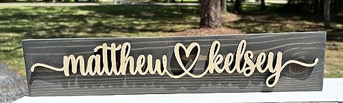 Personalized Couples Name Heart Wood Sign, Wedding Table Sign, Wedding Gift, Anniversary Gift, New Home Housewarming Gift, Many Color options