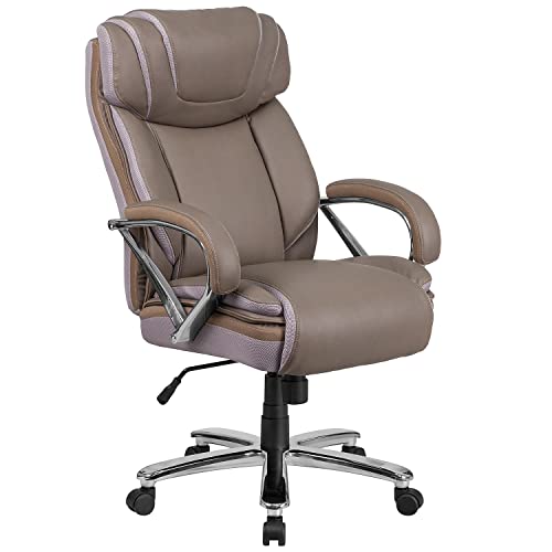 Flash Furniture HERCULES Series Big & Tall 500 lb. Rated Taupe LeatherSoft Executive Swivel Ergonomic Office Chair with Extra Wide Seat