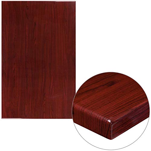 Flash Furniture Glenbrook 30" x 48" Rectangular High-Gloss Mahogany Resin Table Top with 2" Thick Edge