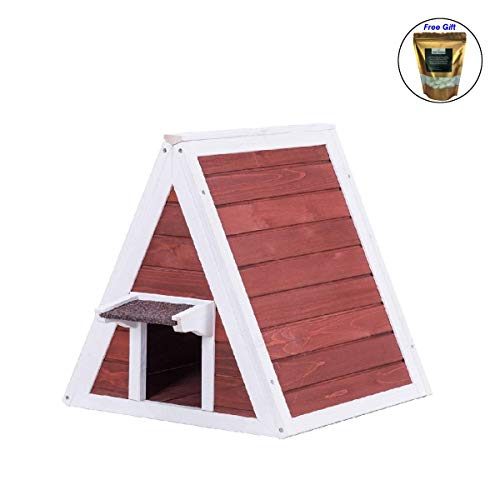 Weatherproof Wooden Cat House Furniture Shelter with Eave Only by eight24hours Organic Natural Silk Cocoons