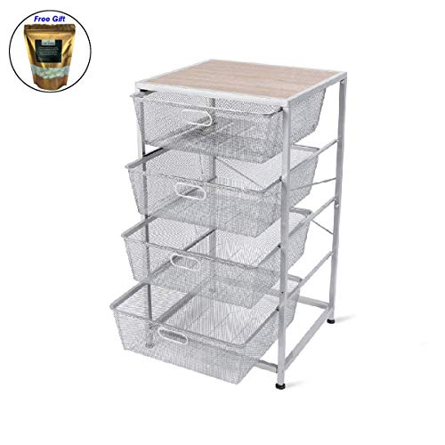 4 Drawer Mesh Shelves Basket Utility Heavy Duty Storage Organizer