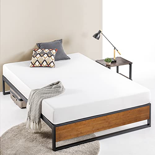 ZINUS GOOD DESIGN Award Winner Suzanne 14 Inch Bamboo and Metal Platforma Bed Frame / No Box Spring Needed / Wood Slat Support, Chestnut Brown, Full