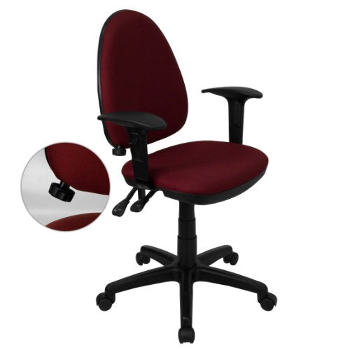 Flash Furniture Mid-Back Burgundy Fabric Multifunction Swivel Ergonomic Task Office Chair with Adjustable Lumbar Support & Arms