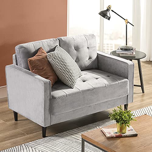 ZINUS Benton Velvet Loveseat Sofa / Easy, Tool-Free Assembly, Grey Velvet