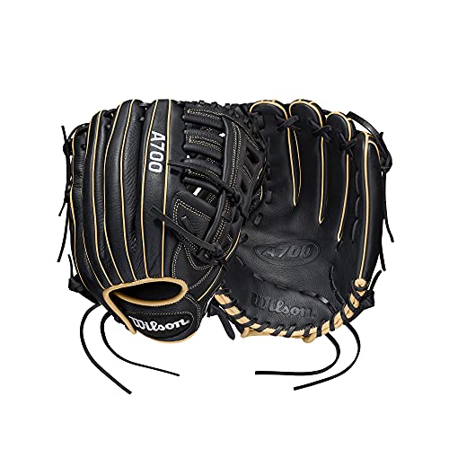 Wilson 2022 A700 12.5" Outfield Baseball Glove - Black/Blonde/White, Left Hand Throw