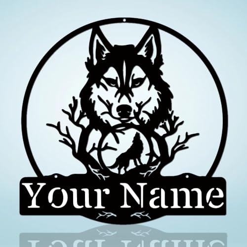 FengPingZi, wolf metal sign wall, metal howling wolf head decor, wolf black metal decor, customize wolf metal sign, personalized metal sign, men's sign, metal wall art