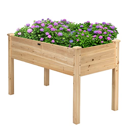 COSTWAY Raised Garden Bed, Elevated Wood Planter Box Stand with Legs for Vegetables, Flowers & Herbs, Standing Growing Bed for Backyard, Patio, Balcony, 49.5ÓL x 23.5ÓW x 30ÓH (Natural)