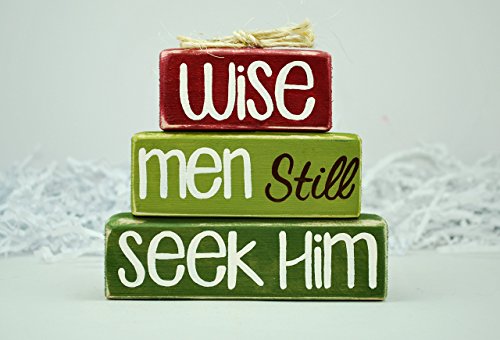 Wise Men Still Seek Him Christmas WoodenBlock Shelf Sitter Stack