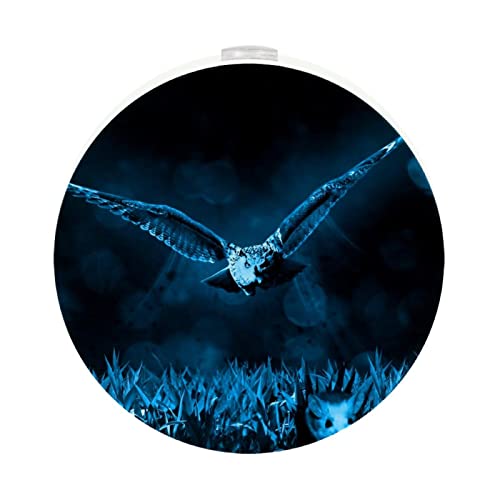 2 Pack Plug-in Nightlight LED Night Light with Dusk-to-Dawn Sensor for Kids Room, Nursery, Kitchen, Hallway Blue Hunt Night Nature Owl Mouse