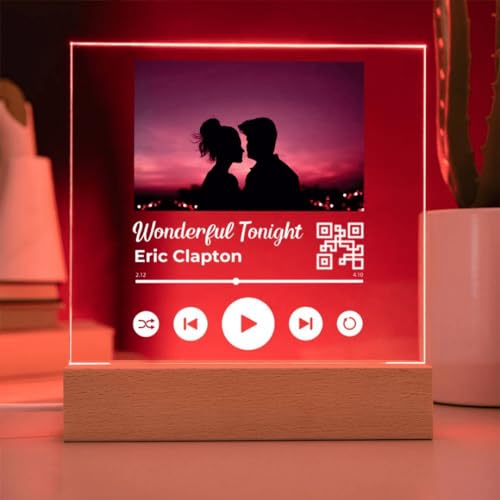 Custom Photo Acrylic Lamp Song Plaque with Built-in LED Lights Personalized 3D Led Light Wooden Base Personalized Acrylic Plaque LED Lamp