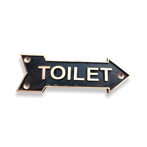 Toilet Brass Plaque Door Signs - Toilet Sign for home - office - gym - Home decor - Toilet Plaque (Toilet 1)