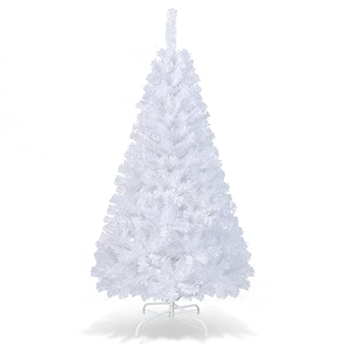 COSTWAY 5Ft-Artificial-PVC-Christmas-Tree-W-Stand-Holiday-Season-Indoor-Outdoor-White