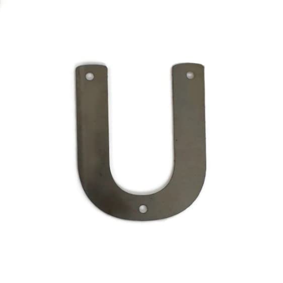 Steel Metal Letters and Numbers A through Z and 0 through 9 Height Four to Twelve Inches Tall (Four Inches Tall, Rounded U, Raw, Unfinished Steel)