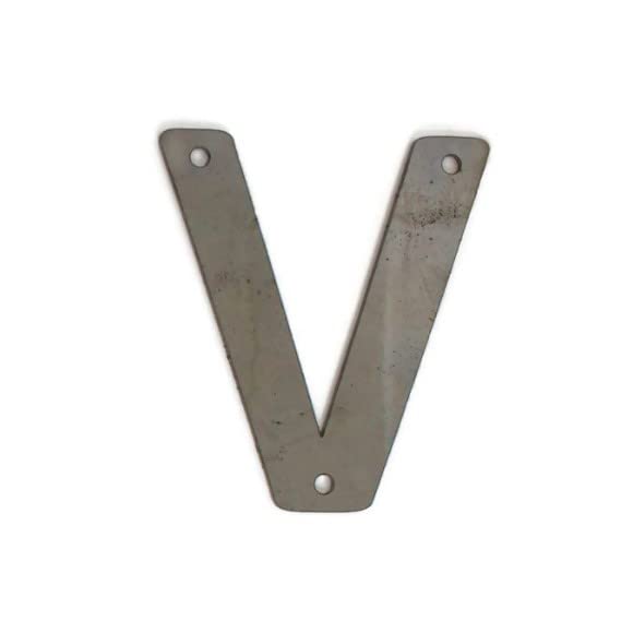 Steel Metal Letters and Numbers A through Z and 0 through 9 Height Four to Twelve Inches Tall (Four Inches Tall, Rounded V, Raw, Unfinished Steel)