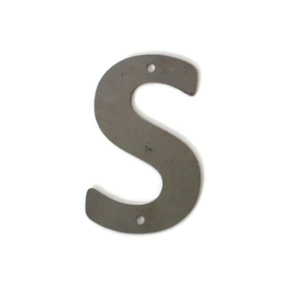 Steel Metal Letters and Numbers A through Z and 0 through 9 Height Four to Twelve Inches Tall (Four Inches Tall, Rounded S, Raw, Unfinished Steel)