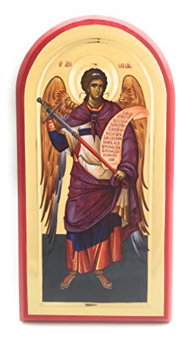 Wooden Byzantine Orthodox Christian Icon Saint Archangel Michael (6.5" x 13")