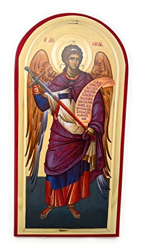 Wooden Byzantine Orthodox Christian Icon Saint Archangel Michael (9" x 18")