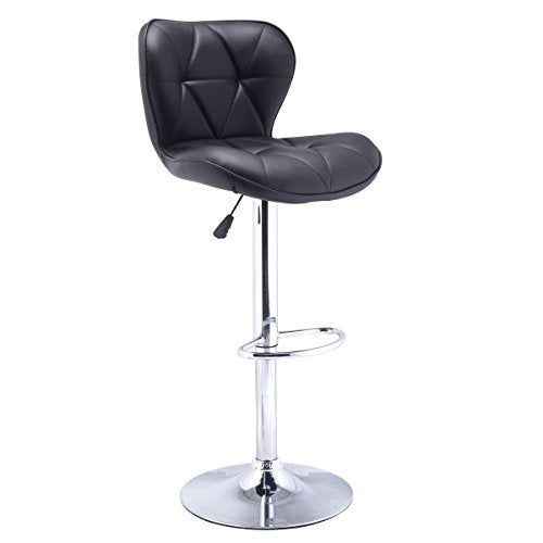 COSTWAY Modern Adjustable Synthetic Leather Swivel Bar Stools Chairs Bistro Pub Chair Black