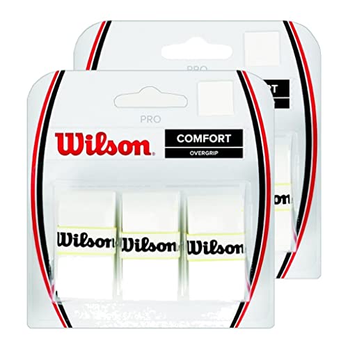2 of Wilson Pro Overgrip Comfort 3 Packs (Total 6 Strips of overgrip) - White