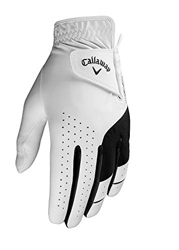 Callaway Golf Men's Weather Spann Golf Glove(White, Single, X-Large, Prior Gen Model , Cadet (Shorter Fingers), Worn on Left Hand)