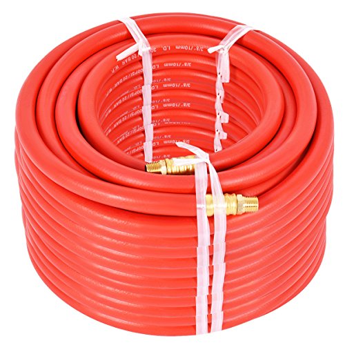 Costway 300 PSI Rubber Air Hose 3/8" With 1/4 Inch NPT Brass End For Air Compressor (100Ft)