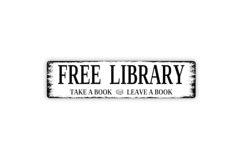 Free Library Take A Book Leave a Book Lending Library Reading Books Metal Street Sign Plaque