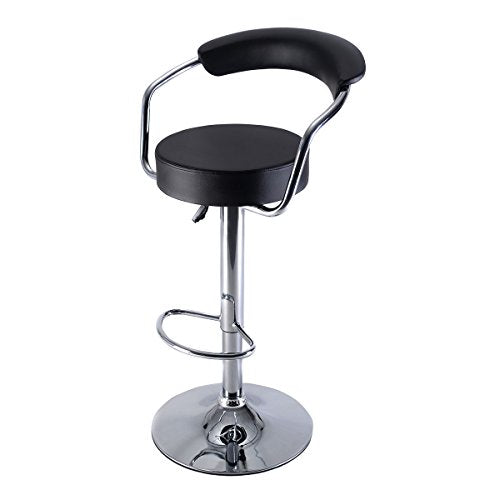 COSTWAY 1 PC Bar Stool Diner Modern Adjustable Counter Swivel Pub Style Leather Barstools 2 Color (Black)