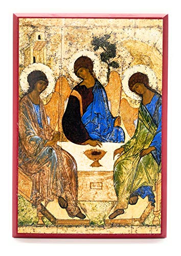 Wooden Greek Orthodox Christian Icon Holy Trinity (Andrei Rublev) (9" x 13")