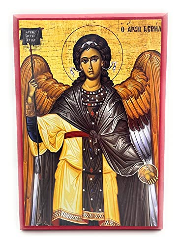 Wooden Greek Orthodox Christian Icon Saint Archangel Gabriel (9" x 13")