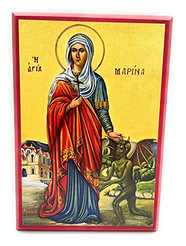 Wooden Orthodox Christian Icon Saint the Great Martyr Marina (9" x 13")