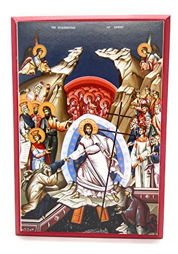 Wooden Greek Orthodox Christian Icon Resurrection of Jesus Christ (9" x 13")