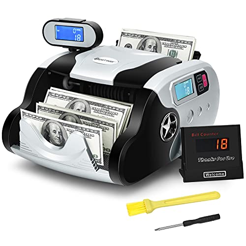 COSTWAY Money Counter, Bill Counting Machine with UV/MG/IR/MT Counterfeit Bill Detection, 1,000+ Notes Per Minute, Cash Counting Machine with 3 Displays and 5 Modes, Not Count Value of Bills