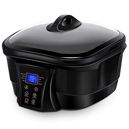 COSTWAY 8 in 1 Multi Cooker Programmable Multiple Cooking Options w/Non-stick Pot & LCD display, 5.3 Quart Slow Cooker (Black)