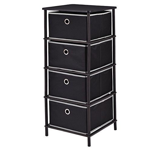 COSTWAY 4 Tier Storage Side Table Clothes Books Organizer Bins Home Office W/4 Baskets