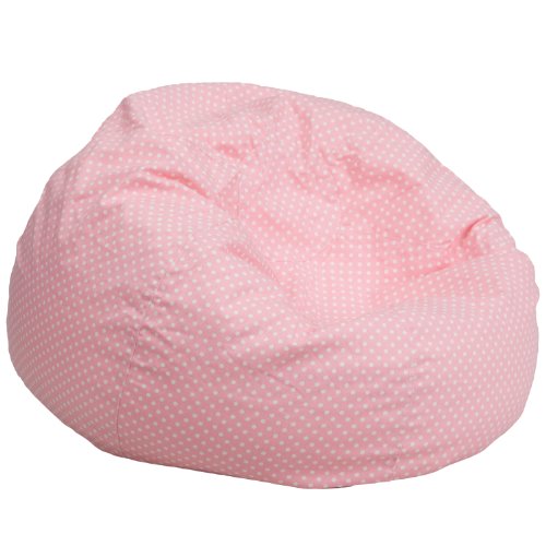 Flash Furniture Duncan Oversized Light Pink Dot Bean Bag Chair for Kids and Adults