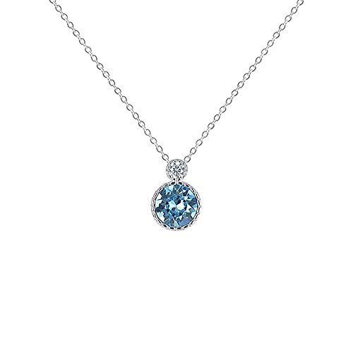 COSTWAY Blue Ocean Loving Hearts Sparkling Necklace made with Crystals with Gift Box