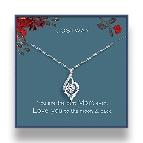 COSTWAY Mother Daughter Silver Twist Pendant Necklace Round Women's Jewelry Gift for Women BirthdayÁ_