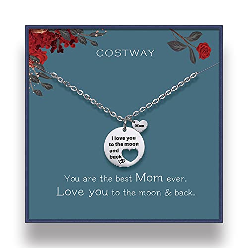 COSTWAY Mother Daughter Necklace Mothers Day Jewelry Birthday Gift with Cards Silver