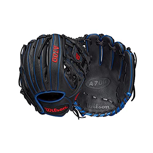 Wilson 2022 A700 11.25" Infield Baseball Glove - Black/Royal Blue/Red, Right Hand Throw