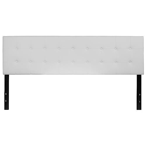 Flash Furniture Lennox Tufted Upholstered King Size Headboard in White Vinyl