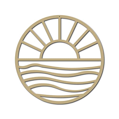 Sun and Waves Metal Wall Art (17" W x 17" H, Gold)