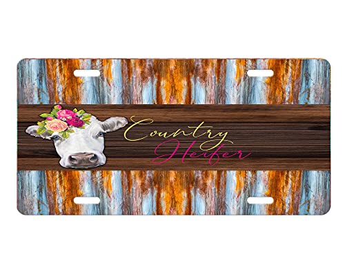 Vanity Decorative Western Aluminum Front License Plate (Country Heifer)