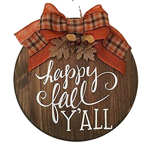 Happy Fall Y'all - Wooden - Fall Autumn Door Sign Wreath - Housewarming Gift