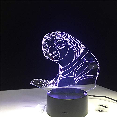 Night Light 3D Lamp Toys Gifts for Kids Boys Girls,7 Colors Changing Bulbing Light Sloth Illusion LED Creative Action Figure