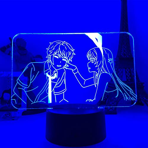 Generic Anime Rascal Does& Not Dream of Bunny Girl Senpai Figure Model LED Night Light Cute Sakurajima Mai&Sakuta Action Figures 3D Lamp,Touch 5263