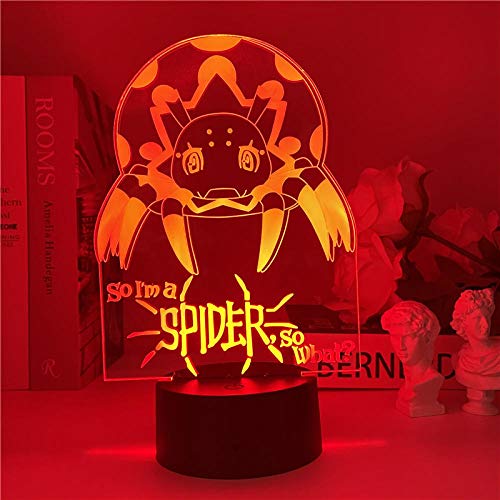 Anime so I am a Spider, so What? 3D Light Cartoon Cute Spider Light Bedroom Decoration Kid Gift LED Night Light Holiday Gift,7colors Touch Control)